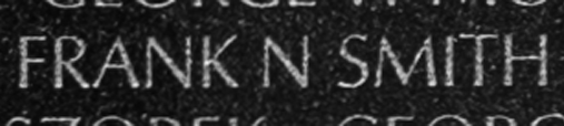 Private First Class Frank Norman Smith's name inscribed on The Wall.